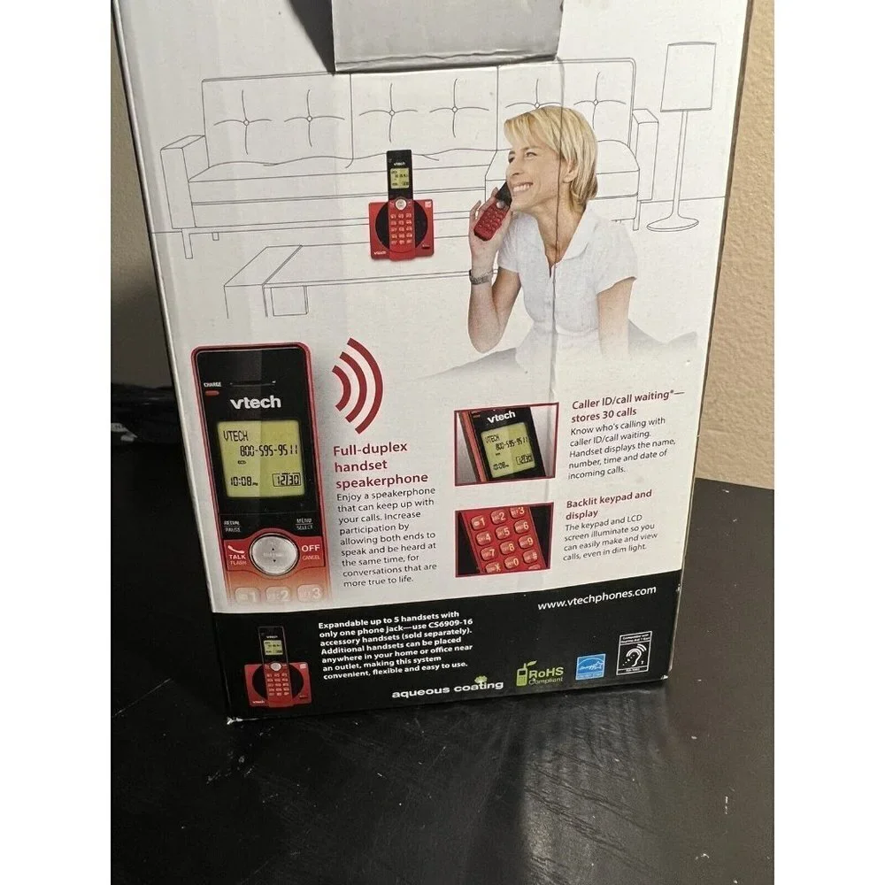 Vtech Cordless Phone System With Caller ID / Call Waiting Model CS6919-16 Red #2